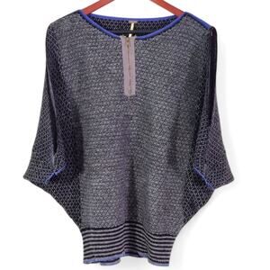 Free People Women’s Knit Top Indie Sleaze Artisanal Textured Knit Zip Back Sz XS
